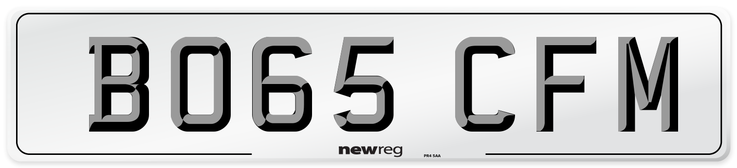 BO65 CFM Number Plate from New Reg